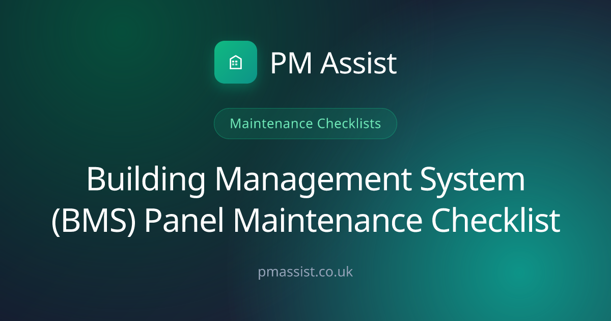 BMS panel Maintenance Checklist — 12 Tasks | PM Assist