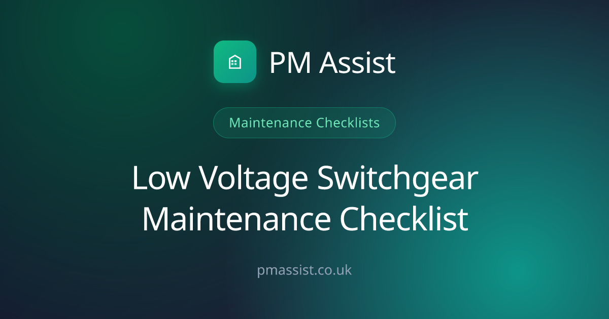 LV switchgear Maintenance Checklist — 10 Tasks | PM Assist